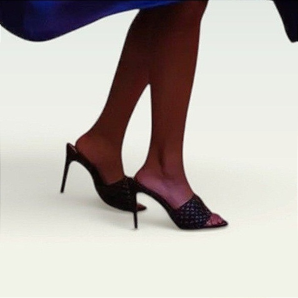 Cape Robbin Anson Heel 9 Black Braided Weave Y2K Cocktail Party Stiletto Mules